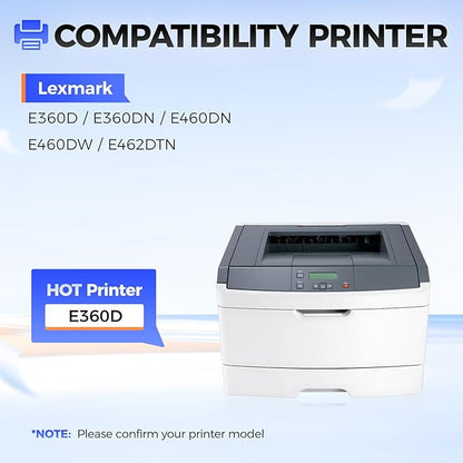 E360H11A Toner Cartridge Black 1-Pack High Yield with Chip Replacement Compatible for Lexmark E360H11A E360H21A E360d E360dn E360dt E360dtn E460d E460dn E460dw E460dtn E462dtn Printers (9,000 Pages)