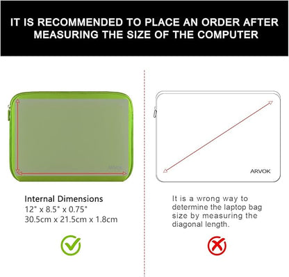 Arvok 11 11.6 12 Inch Laptop Sleeve Case for MacBook Air 12, Water-Resistant Neoprene Notebook Computer Tablet Sleeve, Carrying Bag Cover for Chromebook/HP/Dell/Lenovo/Asus/Acer, Bamboo Green