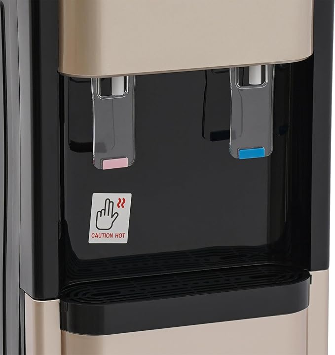 Bottom Loading Water Cooler Dispenser for 20L/5.28 Gallon Bottles,Stainless Steel Hot & Cold Water Dispenser with LED Indicator Light for Home, Offices, Hotels, Kitchens (Gold)