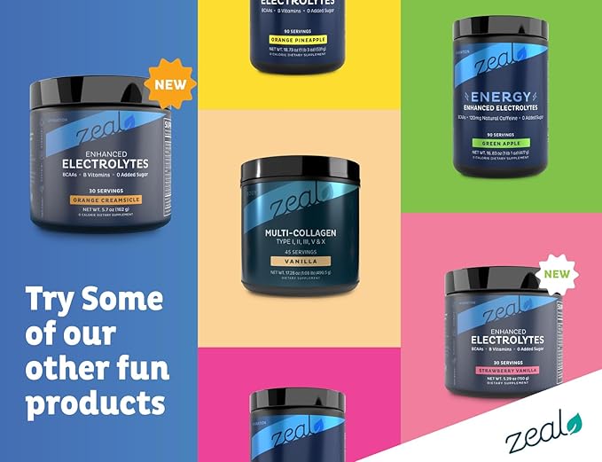 Zeal Electrolyte Powder - 90 Servings | Keto Electrolytes Powder | Zero Sugar, BCAAs, B-Vitamins | Potassium, Zinc, Magnesium | Hydration Powder Recovery Drink | Orange Creamsicle