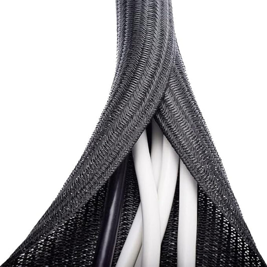 ZhiYo 20ft - 1 inch Cable Sleeve, Cord Wrap Wire Protector Tubing for Pets, PC Cable Wrap, Computer Cable Management Sleeve - Black