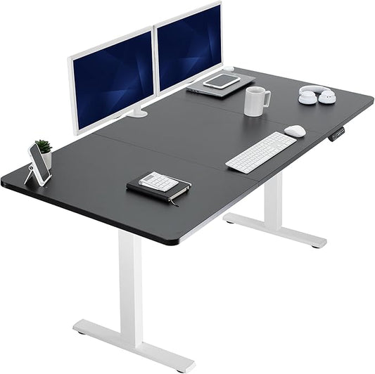 VIVO Electric 71 x 36 in Standing Desk, Memory Height Adjustment, 1B Series, Black Top White Frame, DESK-KIT-1W7B-36