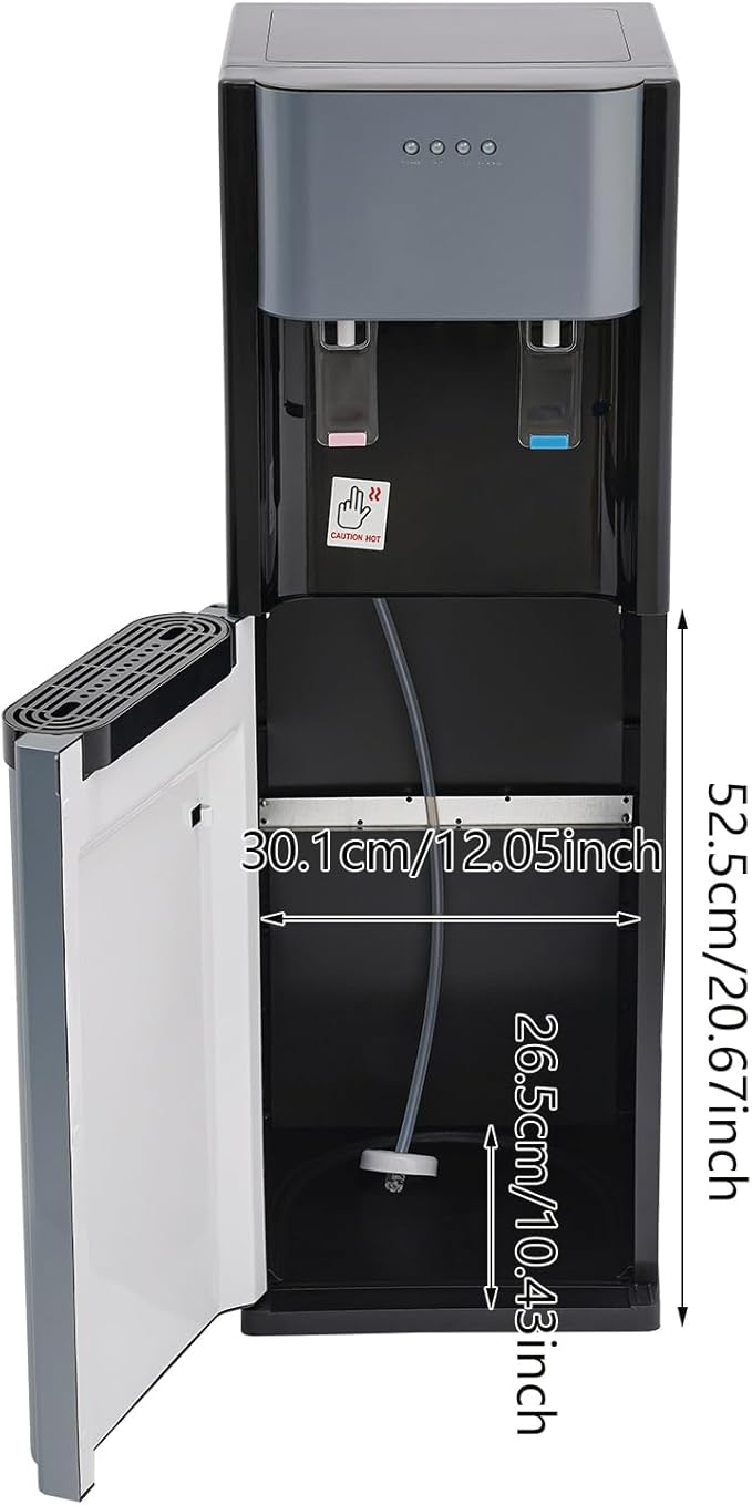 Bottom Loading Water Cooler Water Dispenser, 3 Temperature Settings, Hot and Cold Water Dispenser, 20L/5.28 Gallon High-Capacity Floor Standing Water Cooler for Offices, Homes, Gyms, Apartments (Grey)