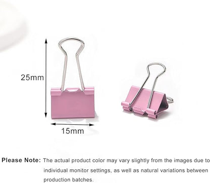 100 Pack Mini Pink Binder Clips 5/8 Inch (15 mm), Colored Little Paper Clamps, Small Tiny Micro Size Paper Clips for Office Home School Business 0.6"