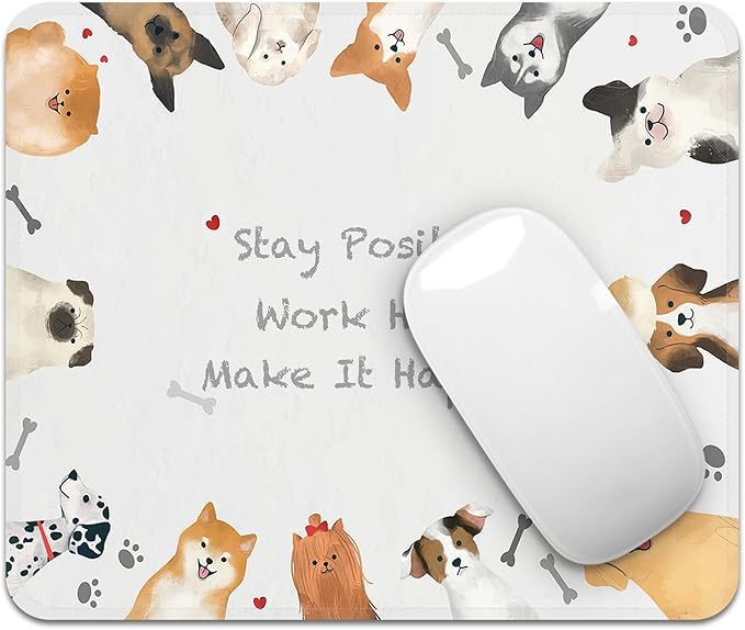 Square Mouse Pad with Stitched Edge, Premium Mousepad Washable Cloth. Computer Mouse Pad with Non-Slip Rubber Base, Mouse Pads for Computers Laptop Mouse 9.25x7.75x0.12 inch-Inspired Dog