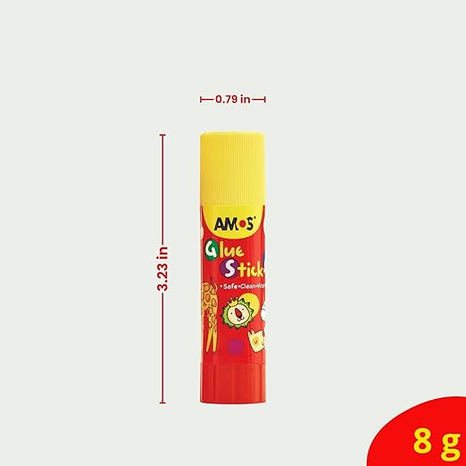 AMOS Glue Sticks — 8 g (0.28 oz), 30 Sticks in Display Box, Kid’s Design for School, Office & Crafts — Washable, Non-Toxic, Acid-Free