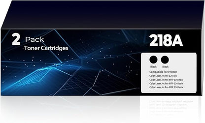 218A Toner Cartridges (with Chip) for 3301sdw 3301fdw Compatible for HP 218A 218X Toner Cartridge to Work with W2180A W2180X Color Laserjet Pro 3201dw MFP 3301fdw 3301sdw 3301cdw Printer (2 Black)