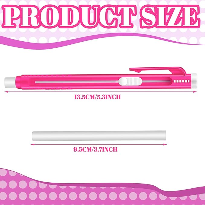 12 Pieces Retractable Mechanical Eraser Pen Bulks Retractable Mechanical Stick Eraser Refill for Teacher Gifts Painting Writing Office Daily Study (Rose Red)