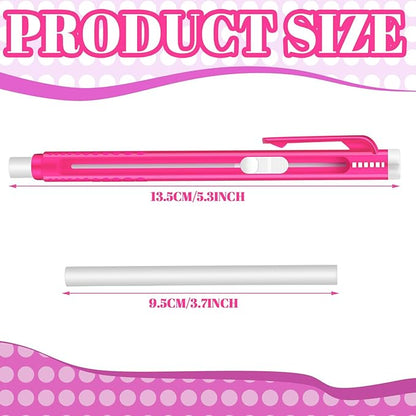 12 Pieces Retractable Mechanical Eraser Pen Bulks Retractable Mechanical Stick Eraser Refill for Teacher Gifts Painting Writing Office Daily Study (Rose Red)