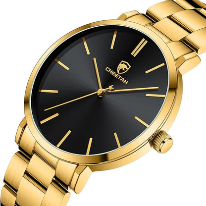 GOLDEN HOUR Men's Watches Slim Minimalist Runway Plated Stainless Steel Quartz Analog Watch
