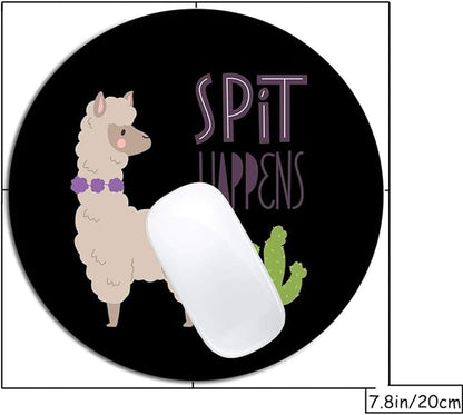 Cute Llamas Alpaca with Cactus Mouse Pad Round Non-Slip Rubber Mousepad Laptop Office Computer Decor Cute Desk Accessories Customized Design Mouse Pad