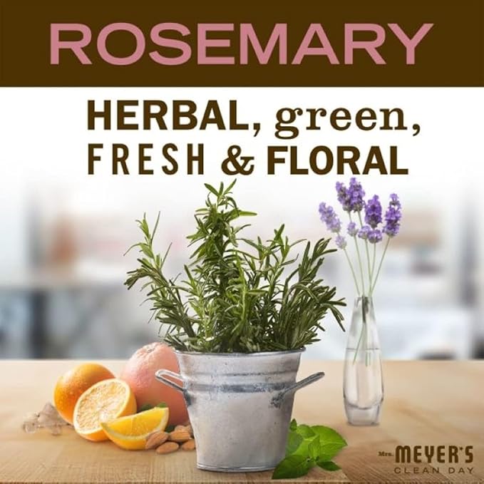 MRS. MEYER'S CLEAN DAY Liquid Hand Soap, Cruelty Free and Biodegradable Formula, Rosemary Scent, 12.5 oz- Pack of 3