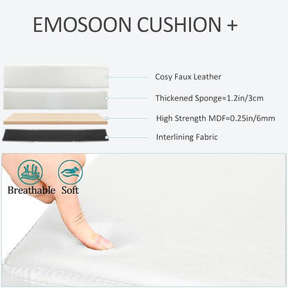 Tall Ottoman with Storage, Faux Leather Collapsible Slim Folding Ottoman Furniture with Handles Lid for Room Footrest Foot Stool, White 16.5x16.5x11.8in