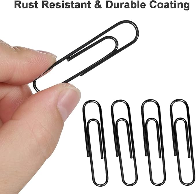 Vinaco Paper Clips Black, 100 Pack Large Paper Clips 2 Inch (50 mm), Durable & Rust Resistant, Jumbo Paperclips. Great for Office, School and Personal Use (Black)