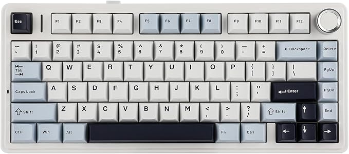 EPOMAKER x Aula F75 Gasket Mechanical Keyboard, 75% Wireless Hot Swappable Gaming Keyboard with Five-Layer Padding&Knob, Bluetooth/2.4GHz/USB-C, RGB (Light Blue, Crescent Switch)
