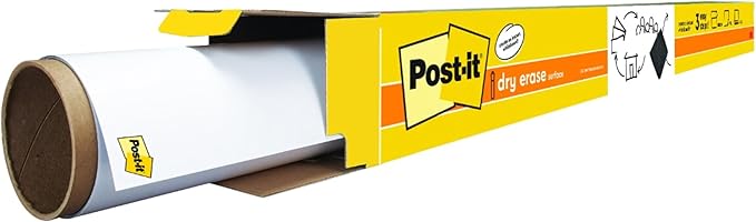 Post-it Dry Erase Whiteboard Film Surface for Walls, Doors, Tables, Chalkboards, Whiteboards, and More, Removable, Stain-Proof, Easy Installation, 8 ft x 4 ft Roll (DEF8x4)