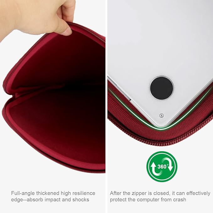 Arvok 17-17.3 Inch Laptop Sleeve Multi-Color & Size Choices Case/Water-Resistant Neoprene Notebook Computer Pocket Tablet Briefcase Carrying Bag/Pouch Skin Cover for HP/Dell/Lenovo/Asus/Acer Wine Red