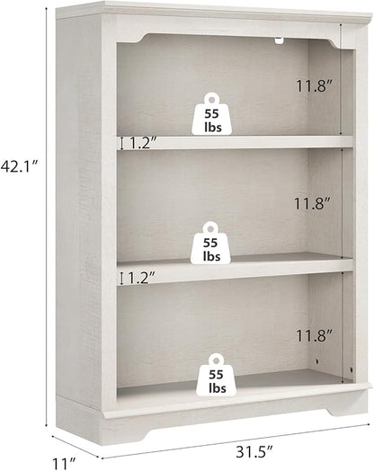 HIFYOBRO 3 Tier Bookshelf and Bookcase, 31.5" Wide Wooden Book Shelf, Freestanding Open Display Storage Bookshelves for Study Room, Home Office, Living Room