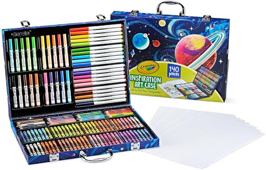 Crayola Inspiration Art Case Space Coloring Set (140pcs), Art Kit for Kids, Crayons, Markers, Pencils, Holiday for Boys & Girls, Ages 5, 6, 7 [Amazon Exclusive]