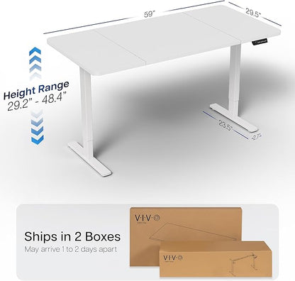VIVO Electric 60 x 30 in Standing Desk, Memory Height Adjustment, 1B Series, White Top White Frame, DESK-KIT-1W6W-30