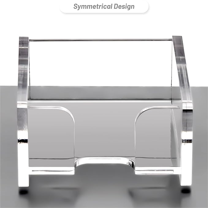 YUXUN Clear Acrylic Sticky Note Holder, 3x3 Inch Note Dispenser for Desk - Self Stick Memo Pad Holder Organizer for Office, School, Home Supplies