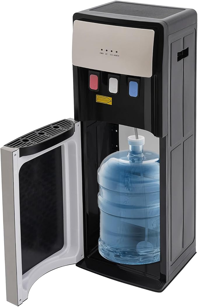 TFCFL Bottom Loading Water Cooler Dispenser with 3 Temperature Settings of Hot, Cold, Room Water, Home Standing Water Dispenser, Hot and Cold Water Dispenser (Silver Grey)