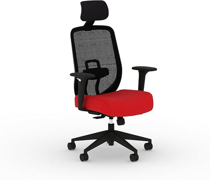 HON Altern Ergonomic Office Chair with Headrest, Arms, Wheels, Foam Cushion Seat, Mid Back Home Office Desk Chair Comfy, Height Adjustable Arms, Synchro-Tilt, Black Frame, Ruby
