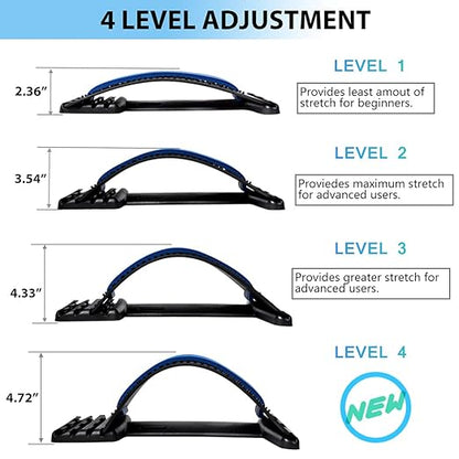 JUMPOW Back Stretcher for Lower Back Pain Relief, 4 Level Adjustable Lumbar Back Cracker Board for Scoliosis, Spine Decompression, Sciatica