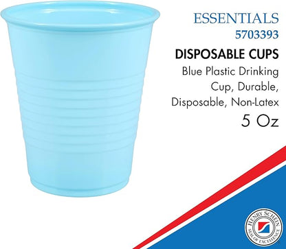 Essentials Healthcare Products Plastic Drinking Cups - Full Case of 1000 Cups - Blue 5 oz Disoposable Cups for Cold Beverages, Parties, Office, or Medical Use - Durable & Convenient
