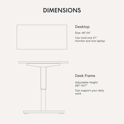 FLEXISPOT EN1 Whole-Piece Standing Desk, 48x24 Electric Sit Stand Desk for Home Office (Black Frame + Rustic Top, 2 Packages)