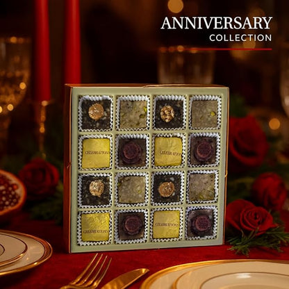 Laumière Gourmet Fruits - Superfood Parfait Collection [Happy Anniversary Edition] - Square (16 Pcs) - Healthy Gift Basket - Dried Fruit Gift Basket - No Added Sugar - Gluten Free