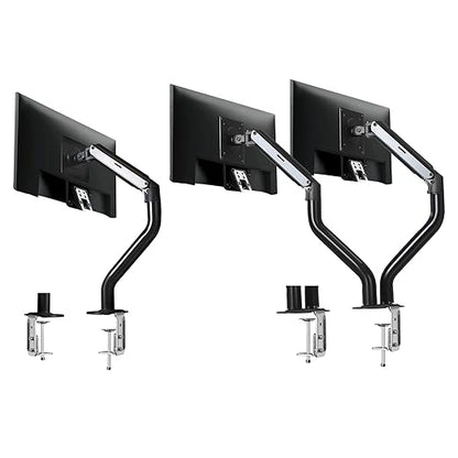 Lyngins Monitor Desk for 15 to 27 Inch Screens Computer Monitor Stand for Desk, VESA Mounting Holes 75 and 100mm, Stand Up to 26.4lbs Monitor Wall Mount, (Black, Single+Dual)