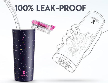 Meoky 24 oz Travel Coffee Mug with Leak-proof Lid, Stainless Steel Insulated Coffee Tumbler, Keeps Hot for 8 Hours or Cold for 24 Hours, Fits in Car Cup Holder (Plum Stardust)