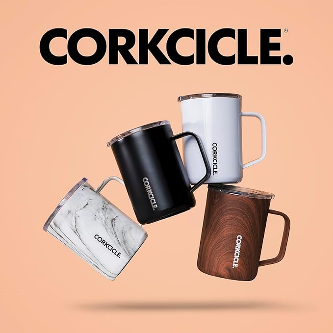 Corkcicle Classic Coffee Mug - Triple Insulated Stainless Steel for Travel - Shatter-Proof Lid - Keeps Drink Hot Over 3 Hours - Holiday Mug Gift - Great for Gifting Warmth - 16 oz - Oat Milk