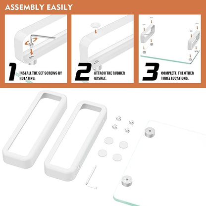 Hemudu 2 Pack Computer Monitor Stand Riser Multi Media Desktop Stand for Flat Screen LCD LED TV, Laptop/Notebook, with Tempered Glass and Metal Legs,HD02T-201