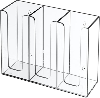 Richboom Acrylic Coffee Cup and Lid Storage Organizer Holder, 3 Compartments, Clear