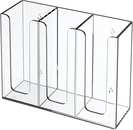 Richboom Acrylic Coffee Cup and Lid Storage Organizer Holder, 3 Compartments, Clear