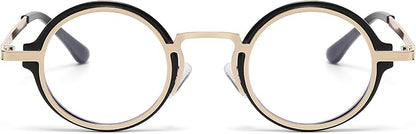 Onrtry Fashion Small Round Blue Light Blocking Glasses for Women Men Metal Frame Eyewear Glasses