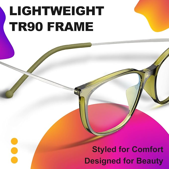 VISOONE Anti Slip TR90 Blue Light Blocking Glasses Size M Eyewear Frame with Anti Glare Eye Protection for Women GaeL