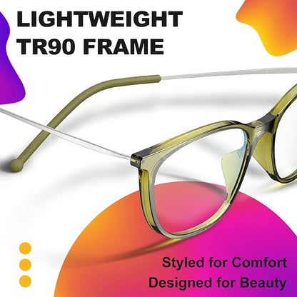 VISOONE Anti Slip TR90 Blue Light Blocking Glasses Size M Eyewear Frame with Anti Glare Eye Protection for Women GaeL