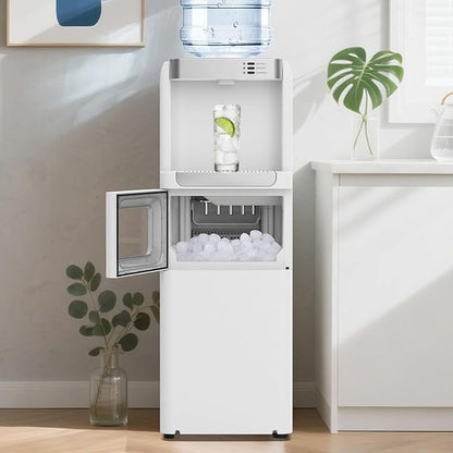 3 in 1 Water Cooler Dispenser with Ice Maker, Hot and Cold Water Dispenser for Home Office, 33lbs/24H, Top Loading 3 or 5 Gallon, Child Lock, Bullet Ice, White