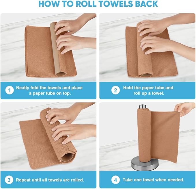 AIDEA Microfiber Cleaning Cloth Roll, 55 Sheets Shop Towels Washable, Microfiber Towels for Cars, Shop Rags Reusable Paper Towel for Automotive, Workshop, House, Kitchen, Cleaning Supplies11×9" Coffee