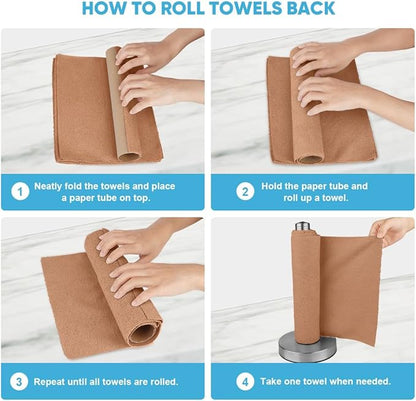 AIDEA Microfiber Cleaning Cloth Roll, 55 Sheets Shop Towels Washable, Microfiber Towels for Cars, Shop Rags Reusable Paper Towel for Automotive, Workshop, House, Kitchen, Cleaning Supplies11×9" Coffee