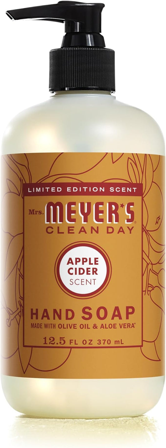 Mrs. MEYER'S CLEAN DAY Liquid Hand Soap, Cruelty Free & Biodegradable Hand Wash Made with Essential Oils, Apple Cider Scent, 12.5 Fl oz Bottle (Pack of 1)