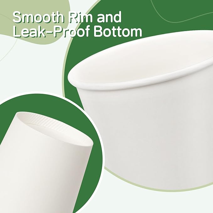 Coffee Cups 16 oz 200 Pack, Disposable Paper Cups for Hot Beverage Drinking, White Hot Cups Suitable for Party, Picnic, Travel, and Events