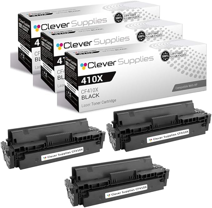 CS Replacement Toner Cartridge Compatible with HP 410X CF410X Black Pro M452dn M452dw M452nw M477 M477fdw M477fnw M477fdn MFP M377dw 3 Set
