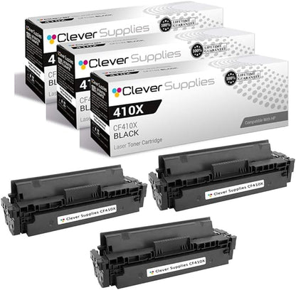 CS Replacement Toner Cartridge Compatible with HP 410X CF410X Black Pro M452dn M452dw M452nw M477 M477fdw M477fnw M477fdn MFP M377dw 3 Set