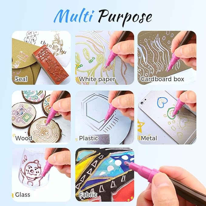 Marker Pen for Highlight Self-Outline Metallic, Double Line Magical Pens for Adult Coloring Books, Color Glitter Markers for Adults, Back to School Supplies for Kids, Toddler Gifts (8)