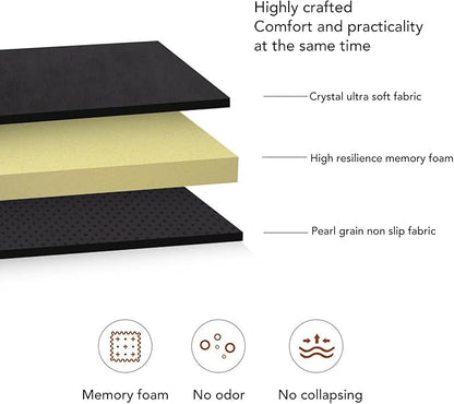 Foot Rest Black Ergonomic Height, Footstool with Memory Foam, Half Cylinder Footrest Under Desk for Comfortable Posture Support, Velboa Fabric