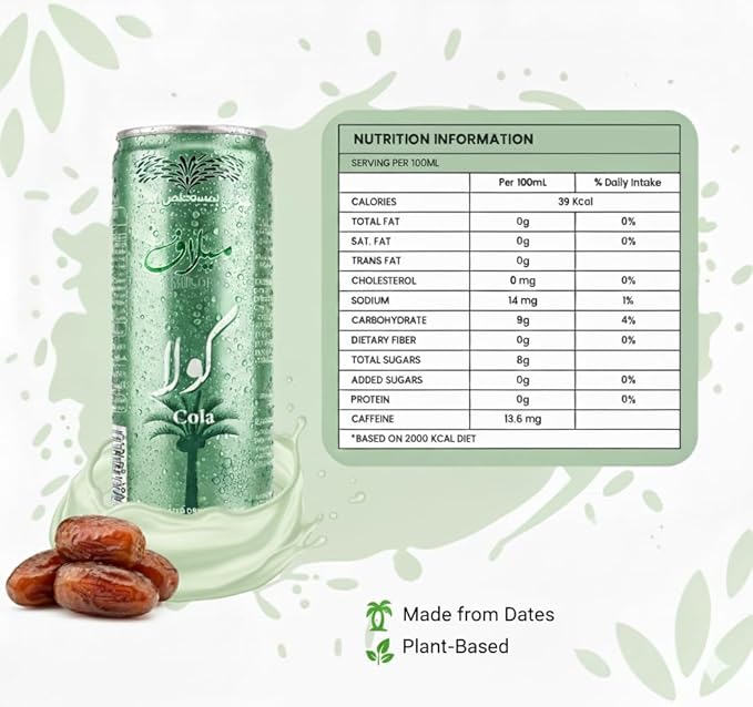Milaf Date Cola - 8.1 fl oz | Sweet Carbonated Soda Soft Drink Made with Date Extract | Refreshing Non-Alcoholic Beverage | Ideal for Those Following Alcohol-Free Lifestyle | Innovative World First (Pack of 24)